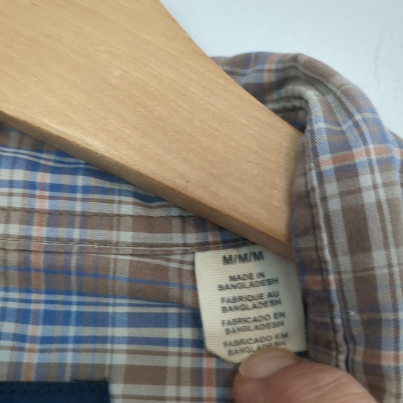 Levi's Shirt Mens Medium Pearl Snap Blue Plaid Short Sleeve Western Cowboy - Picture 5 of 10